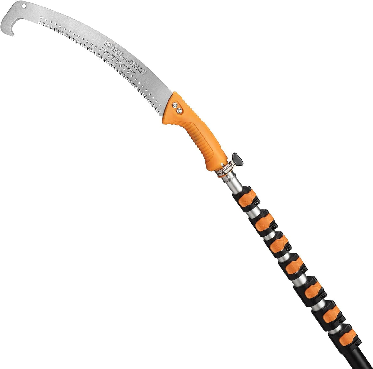 EXTEND-A-REACH 36ft pole saw fully extended for tall branch pruning.