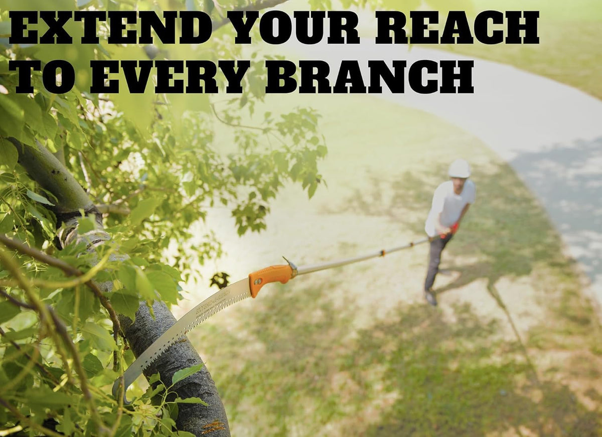 EXTEND-A-REACH non-slip grip keeps hands steady while trimming.