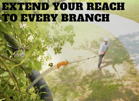 EXTEND-A-REACH non-slip grip keeps hands steady while trimming.