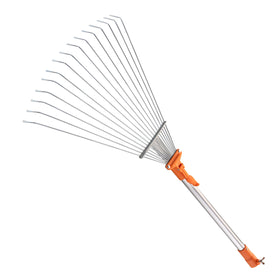 EXTEND-A-REACH roof rake attachment collapsible head clears leaves quickly from roofs.