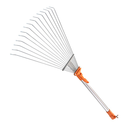 EXTEND-A-REACH roof rake attachment collapsible head clears leaves quickly from roofs.