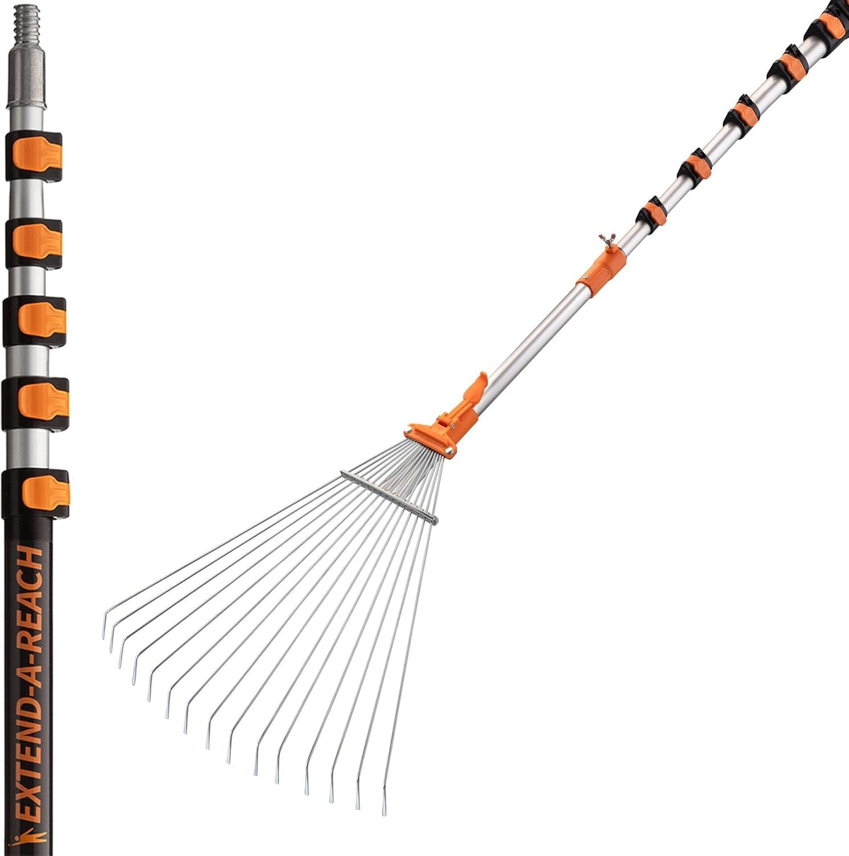 EXTEND-A-REACH roof rake showing 30ft ground-based reach for roof cleaning