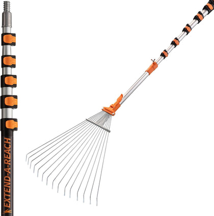 EXTEND-A-REACH roof rake showing 30ft ground-based reach for roof cleaning
