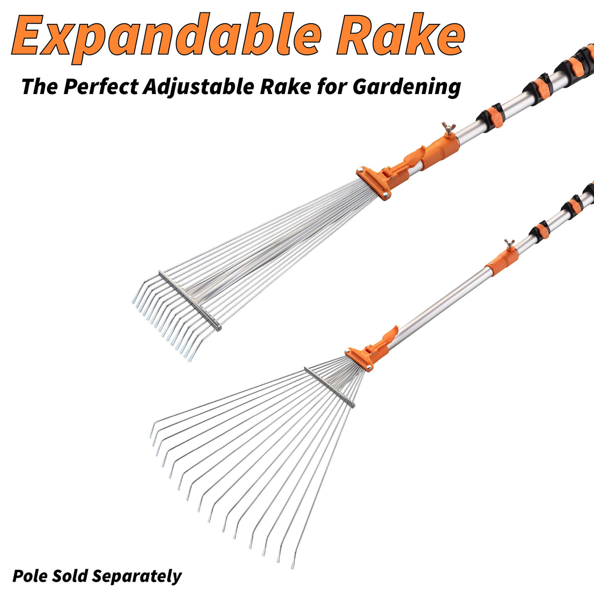 EXTEND-A-REACH safety latch keeps the rake secure during use.