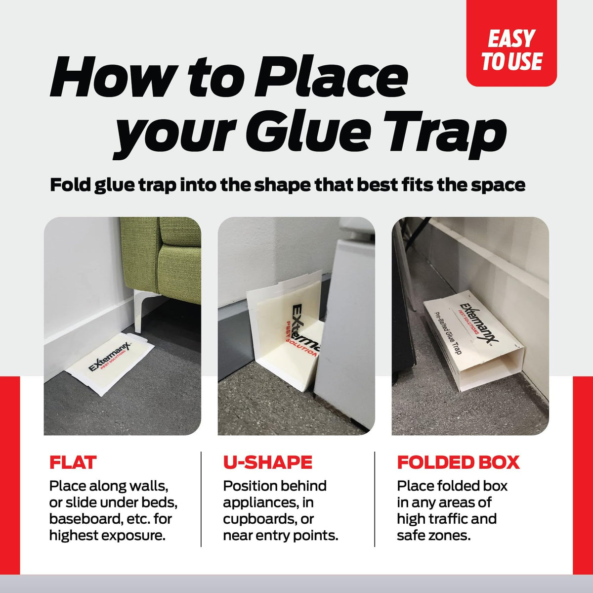 Extermanix glue trap durable adhesive ensures secure pest capture