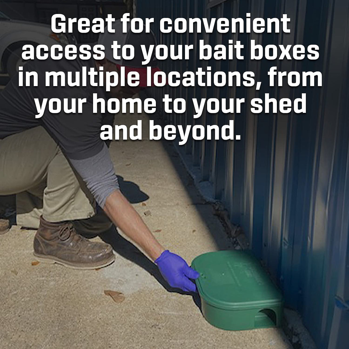 Exterminators Choice child and pet safety keys support secure bait box use.