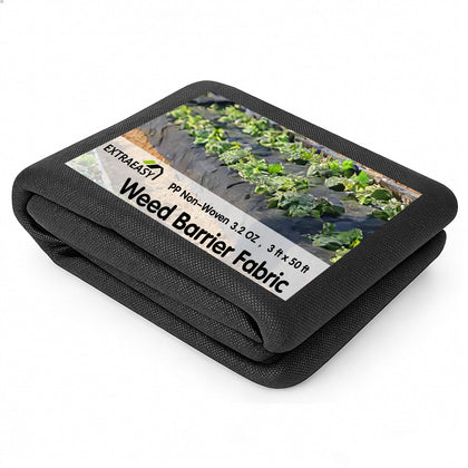 EXTRAEASY weed barrier fabric 3x50 wide shot for efficient garden coverage and weed prevention.