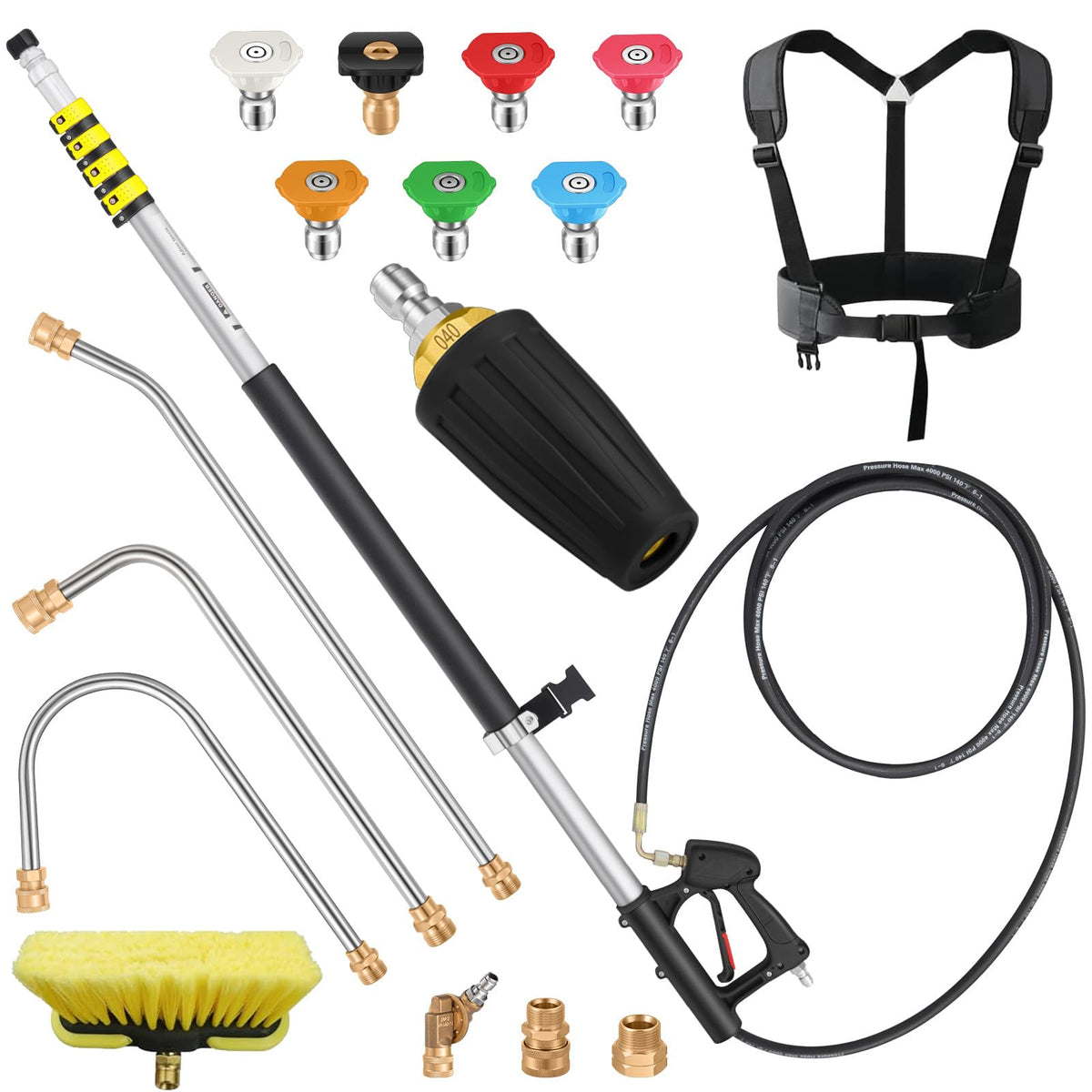 EXTRAFEIN 24ft telescoping wand extended for hard-to-reach gutters and high surfaces.