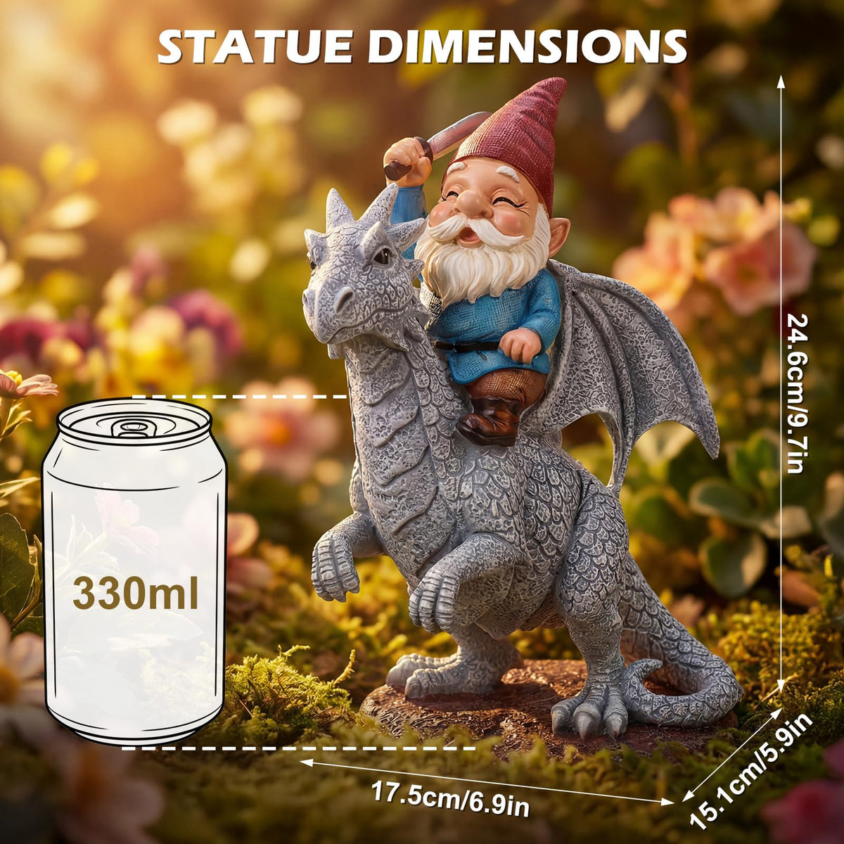 EXYGLO fantasy garden ornament blends rustic vibes with playful dragon motif.