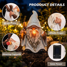 EXYGLO gnome-lit cigar night glow enhances garden ambience after sunset.