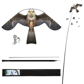 eyijklzo Bird scarer kite in field deters crop birds with wind-driven motion.