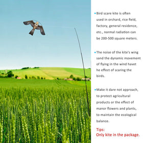 Eyijklzo grey bird scarer kite on adjustable pole deterring pests in farm fields