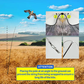 Eyijklzo grey bird scarer kite featuring durable oxford-cloth pole construction
