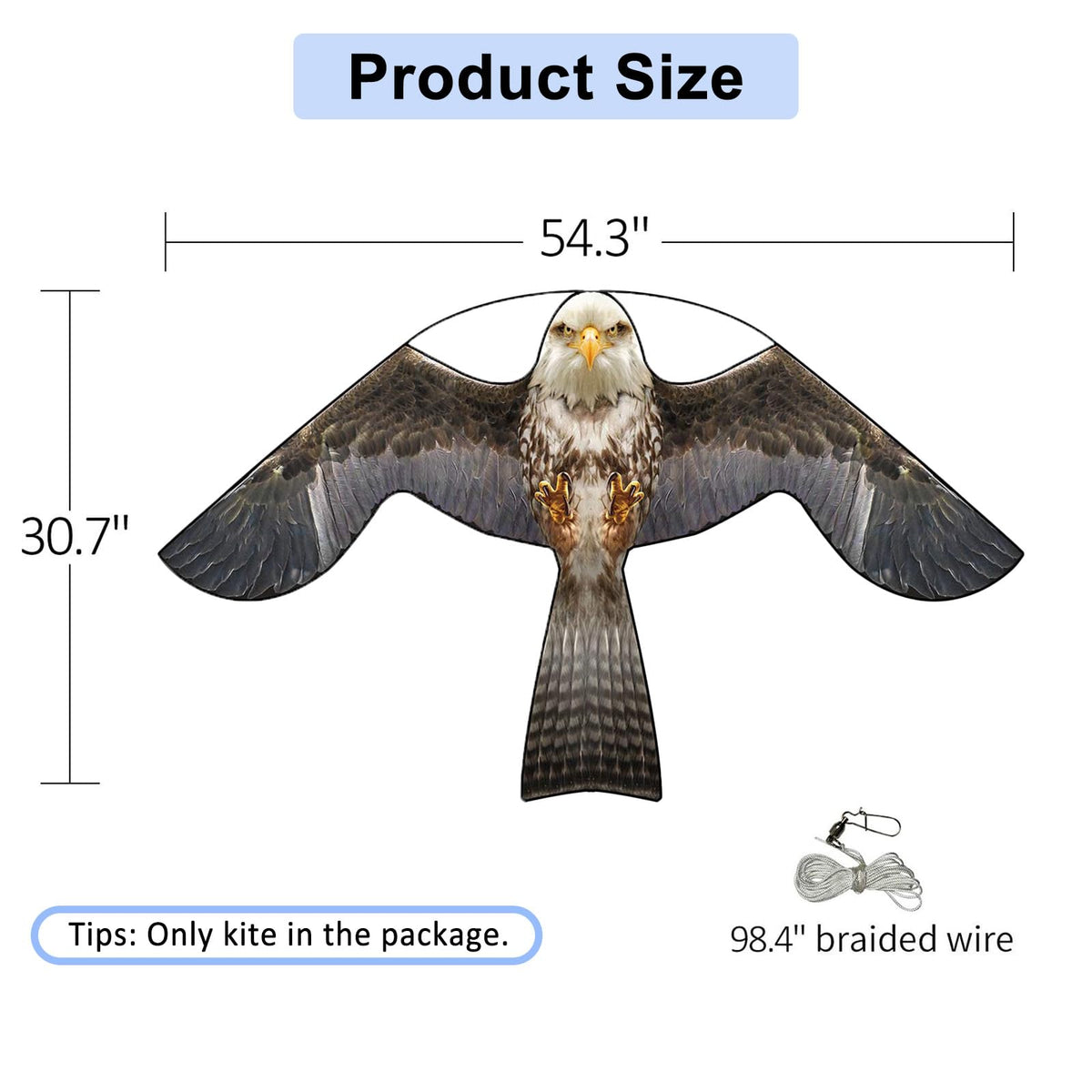Eyijklzo grey bird scarer kite with assembled pole for easy setup