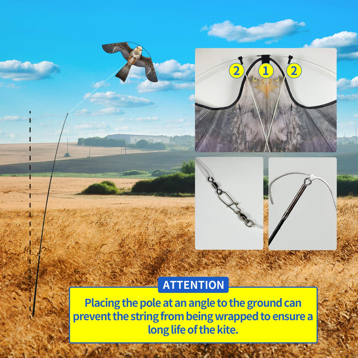 eyijklzo Oxford cloth kite construction durable material for long-term use.