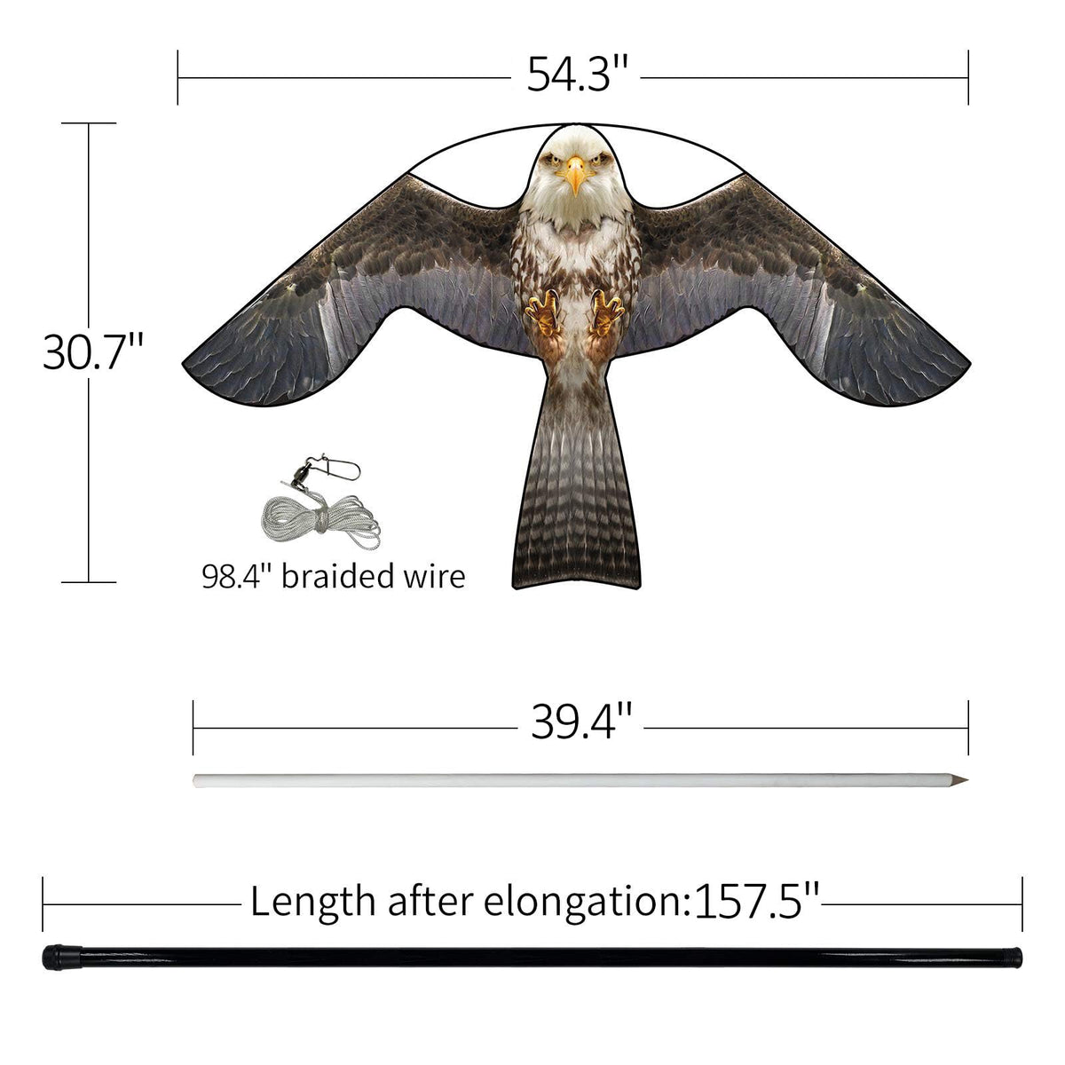 eyijklzo Reflective fabrics on kite increases visibility to birds and observers.