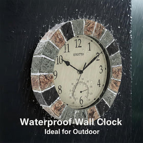 eYotto 10-Inch wall clock back cover shows weatherproof seal protecting movement