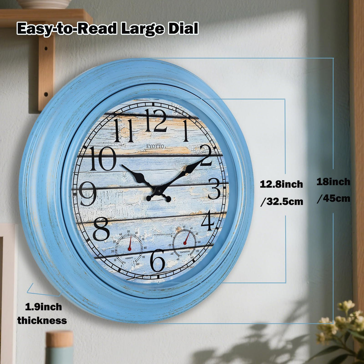 eYotto thermometer and hygrometer display monitors temperature and humidity outdoors