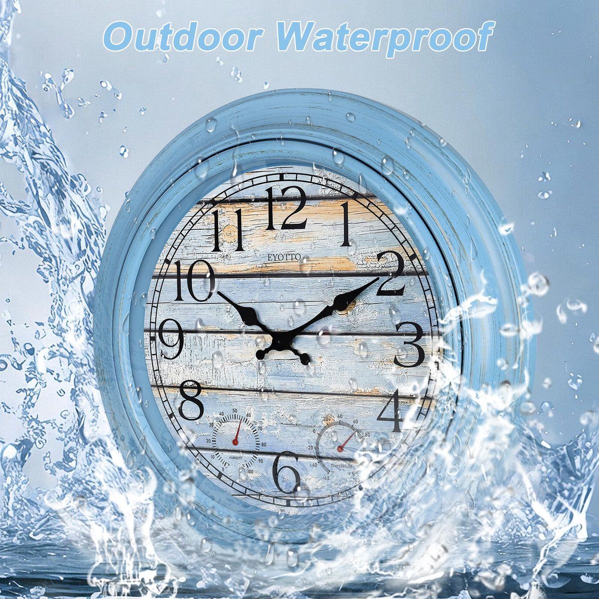 eYotto waterproof rear cover protects the clock in wet patios and porches