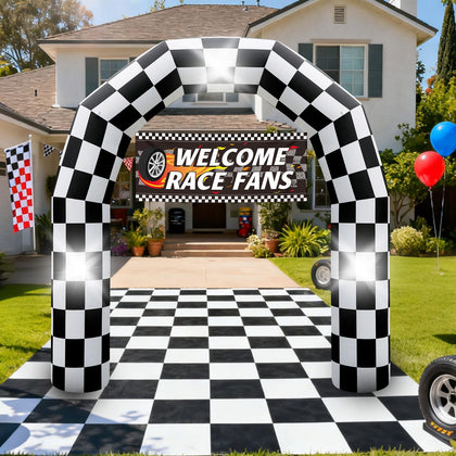 Eyourlife 8ft checkered arch banner ideal outdoor party centerpiece.