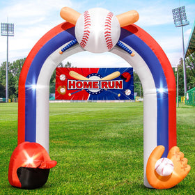 Eyourlife 9FT baseball arch with home run banner for outdoor events and easy setup