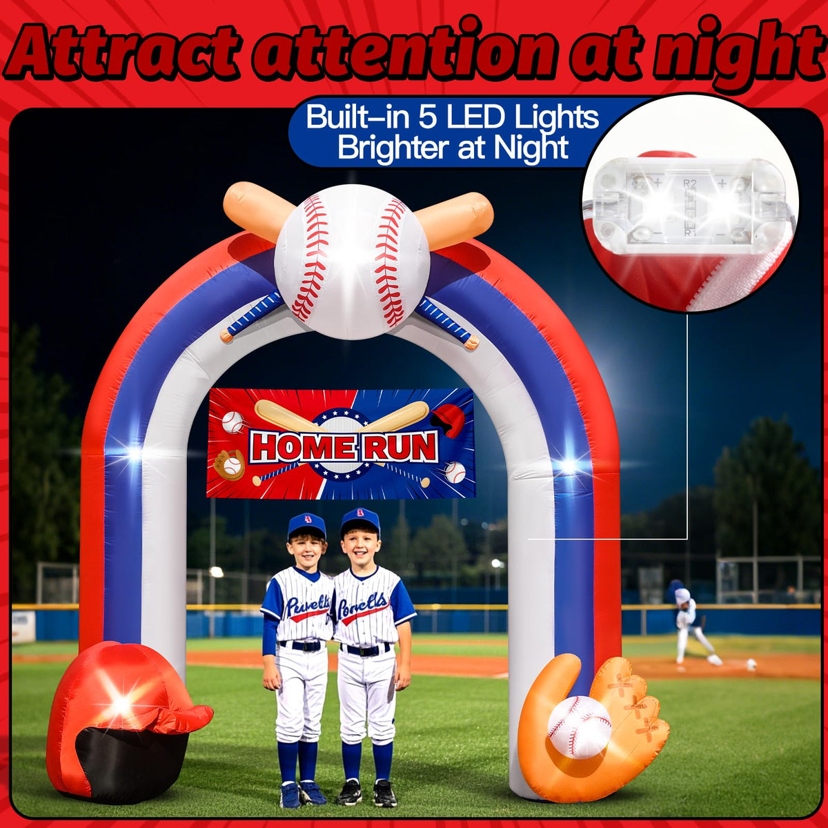 Eyourlife arch showcases crossed bats for team celebrations and photo moments