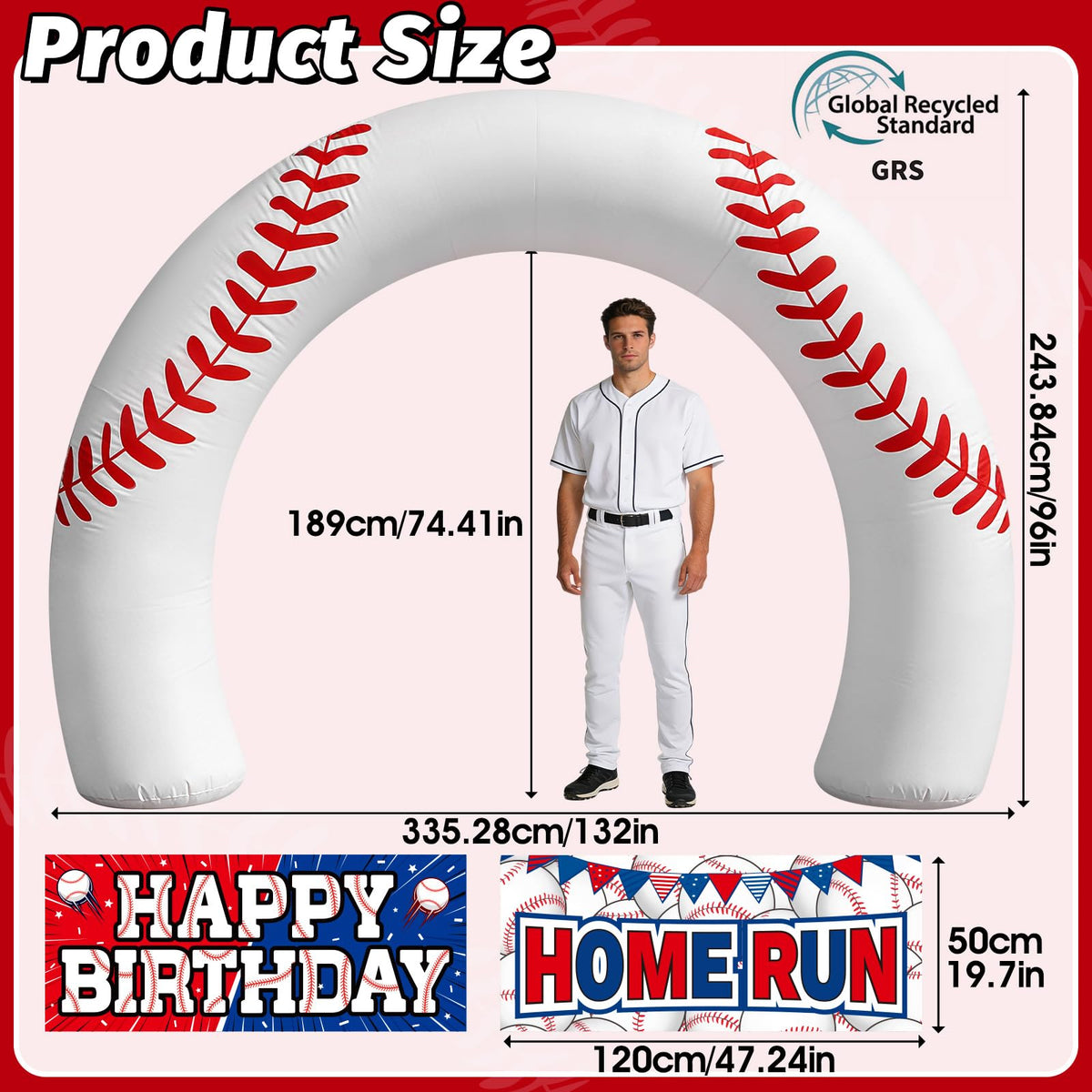 Eyourlife baseball arch with HOME RUN banner adds game-day flair
