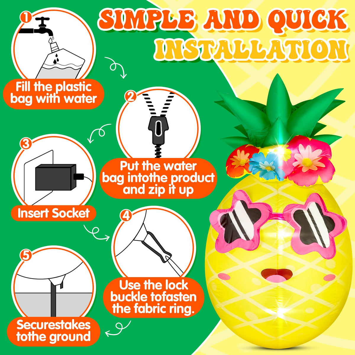 Eyourlife backyard pineapple decor ideal for luau party or tropical backdrop.
