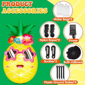 Eyourlife pineapple decor includes water bags and stakes for wind stability.
