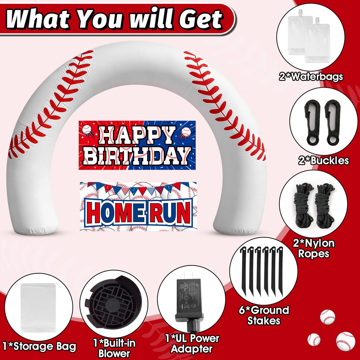 Eyourlife quick-setup baseball arch inflates in minutes with blower and water bags