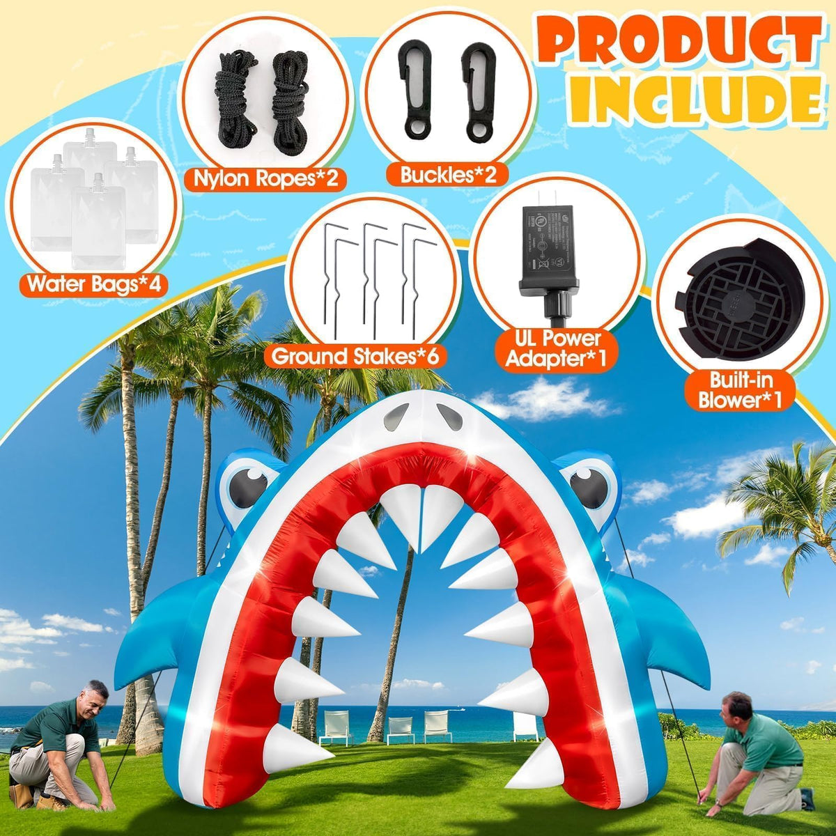 Eyourlife Shark Arch installation with ground stakes for stable setup