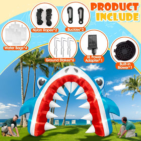 Eyourlife Shark Arch installation with ground stakes for stable setup