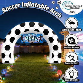 Night glow: LED lights brighten the arch for evening games and photos