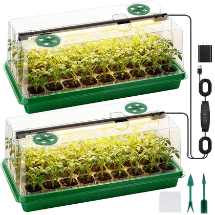 Eyriolya 72-cell seed starter tray with grow light for healthy indoor germination.