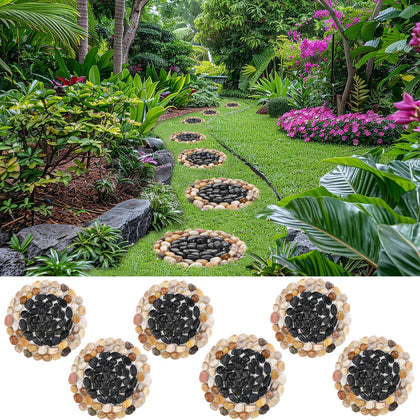 EYZH garden stepping stone front view with round polished pebbles for outdoor paths