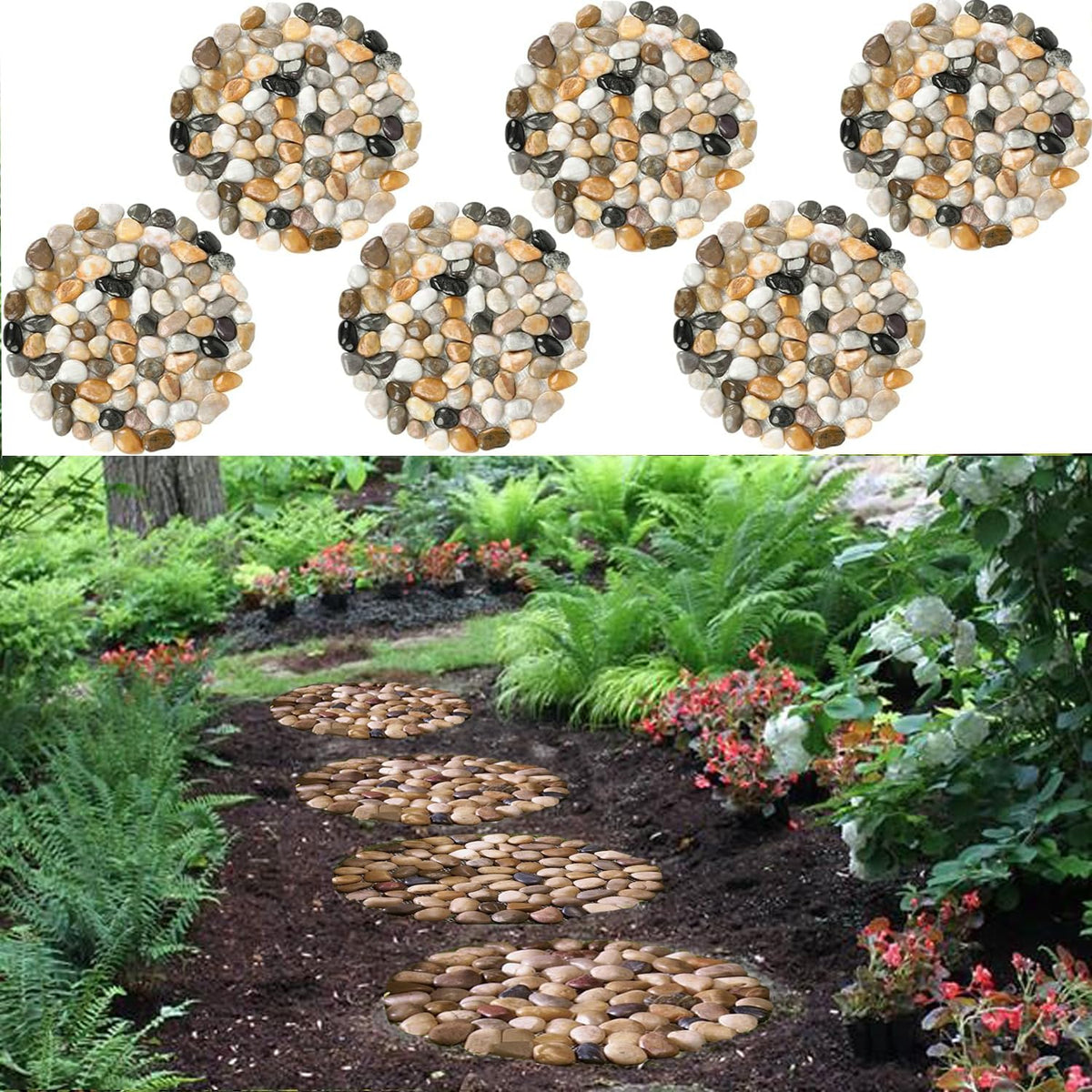 EYZH garden stepping stones, 9-inch round stones for durable outdoor paths