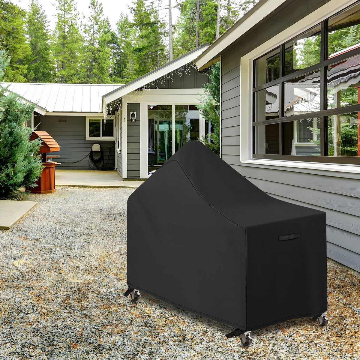 EZ-DONGTENG all-weather protection shown on grill during rain or snow