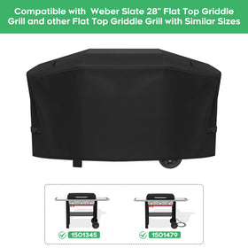 EZ-DONGTENG Weber Slate 28 cover with windproof straps keeps your grill steady.