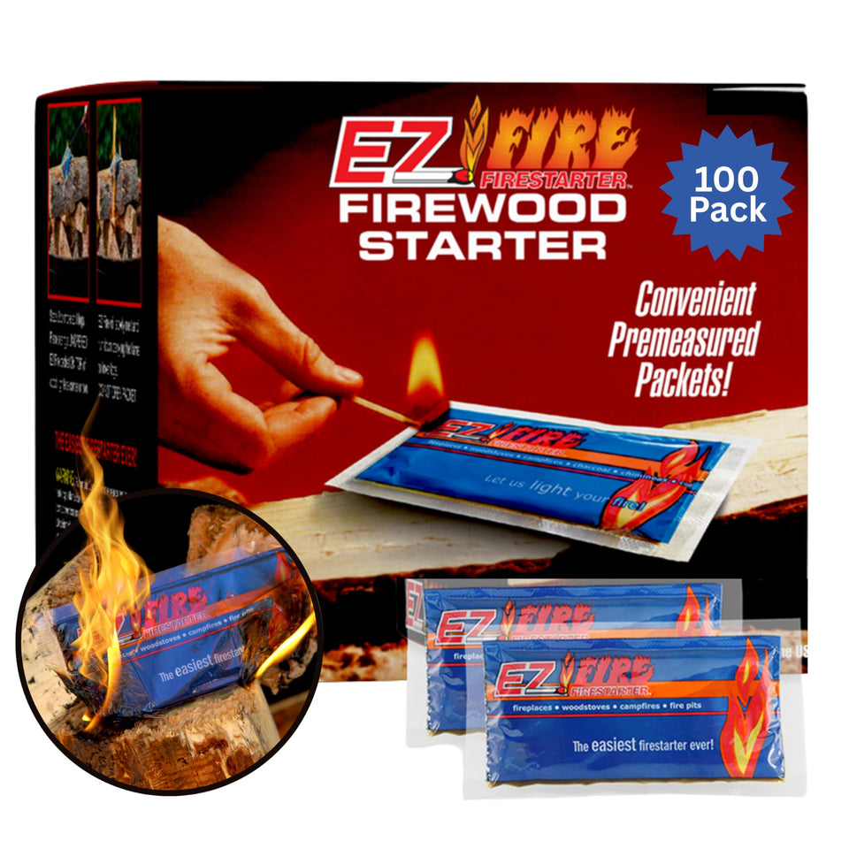 EZ Fire Firestarter 100-pack box for instant outdoor lighting.