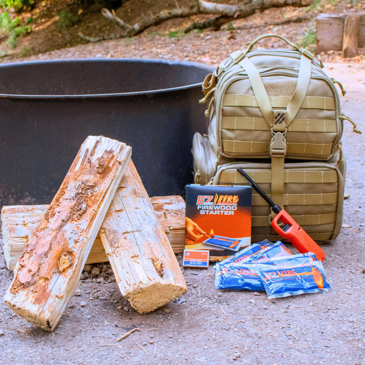 EZ Fire sustainable materials underline eco-friendly fire starting.