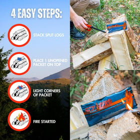 EZ Fire waterproof gel packs ensure reliable lighting in damp conditions.