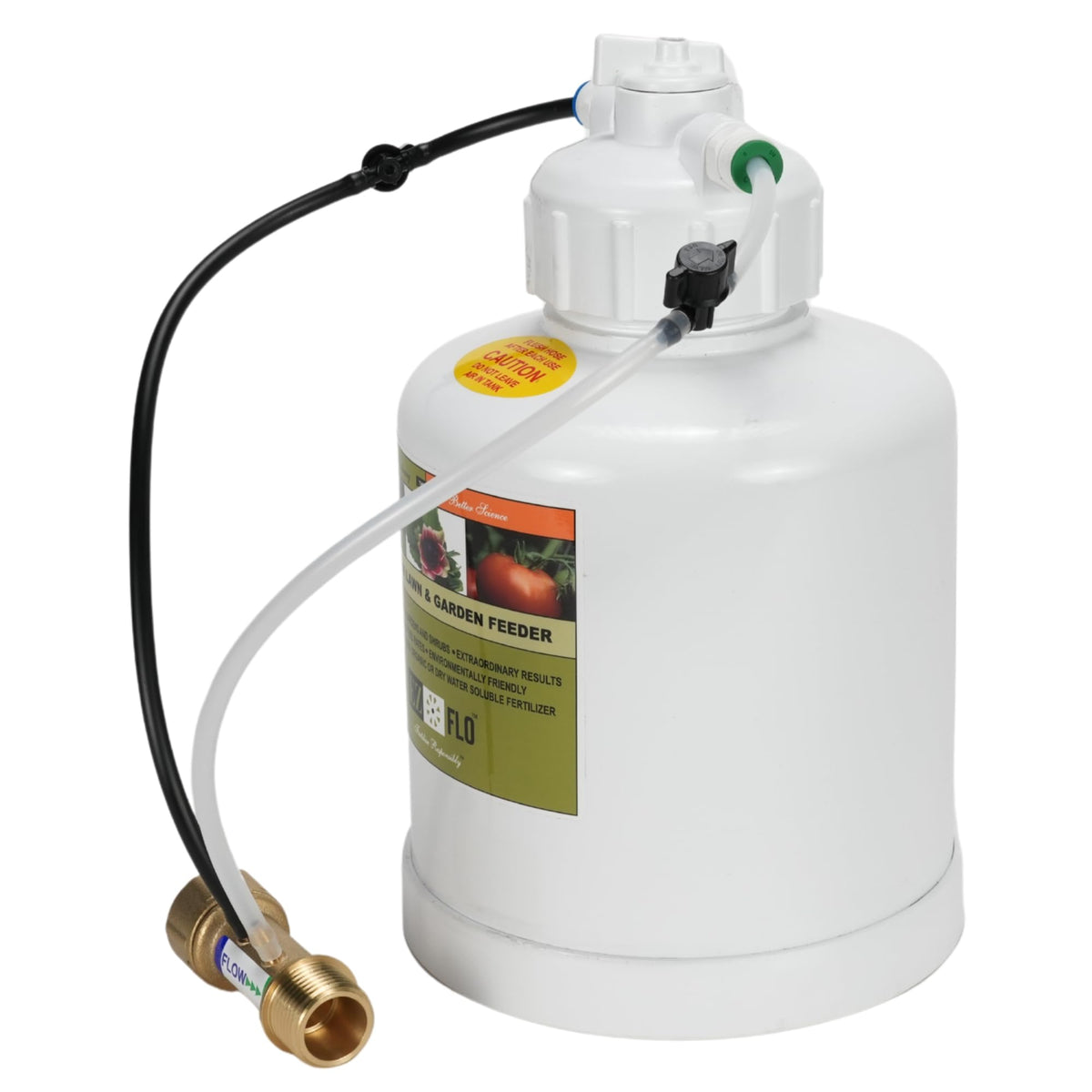 EZ-FLO hose bib connection enables quick, leak-free hookup for garden feeding