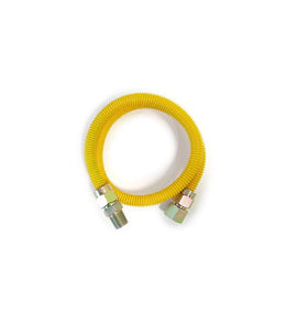 EZ-FLUID 36-inch gas hose with yellow epoxy coating for weather resistance.