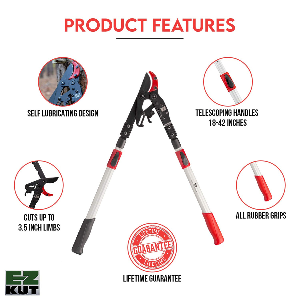 EZ Kut G2 42-inch extendable handle reaches high branches with ease.