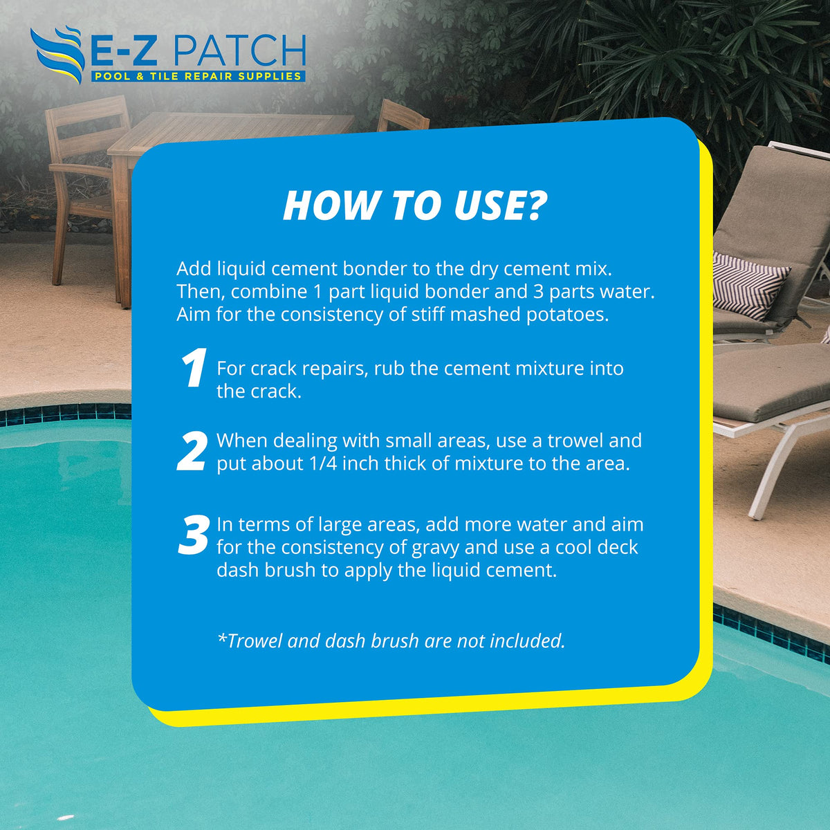 USA-made EZ Patch 2 pool patch kit offering long-lasting pool deck repairs.