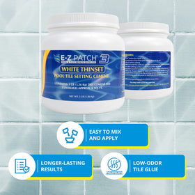 E-Z Patch 3 thinset mixed in bowl for easy pool tile installation.