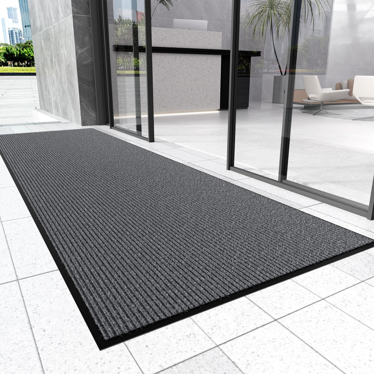 EZ2LIVE Front Door Mat absorbs dirt at busy entrances