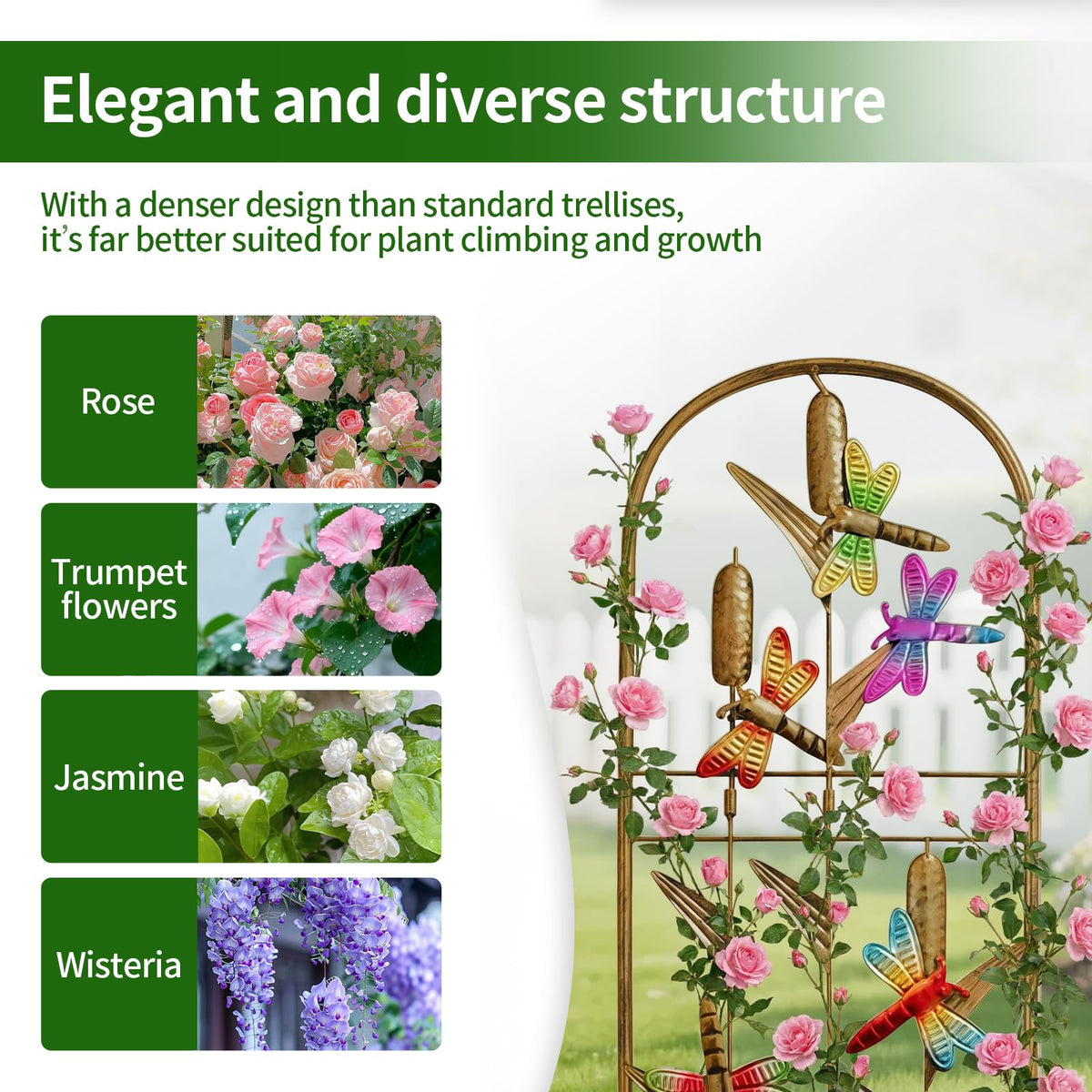 EZ4ENCE arched bronze-finish trellis detail shows durability and style.
