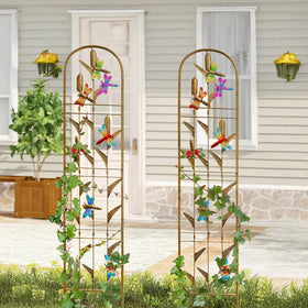 EZ4ENCE dragonflies on cattails trellis creates a charming backyard backdrop.