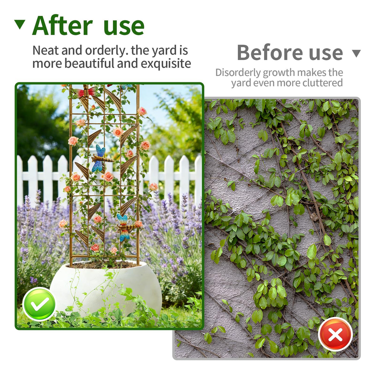 EZ4ENCE trellis used with a potted plant for vertical growth support.